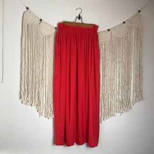 BCBGMaxAzria Silky Red Pleated Maxi Skirt